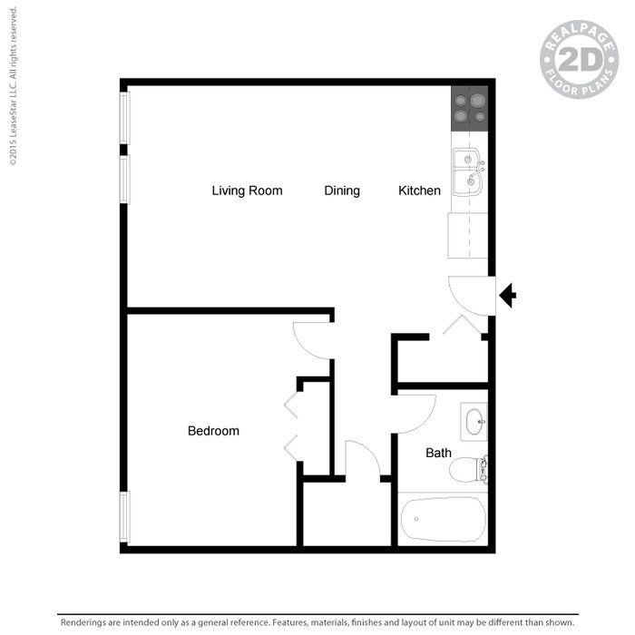 1 Bedroom 1 Bath 2D