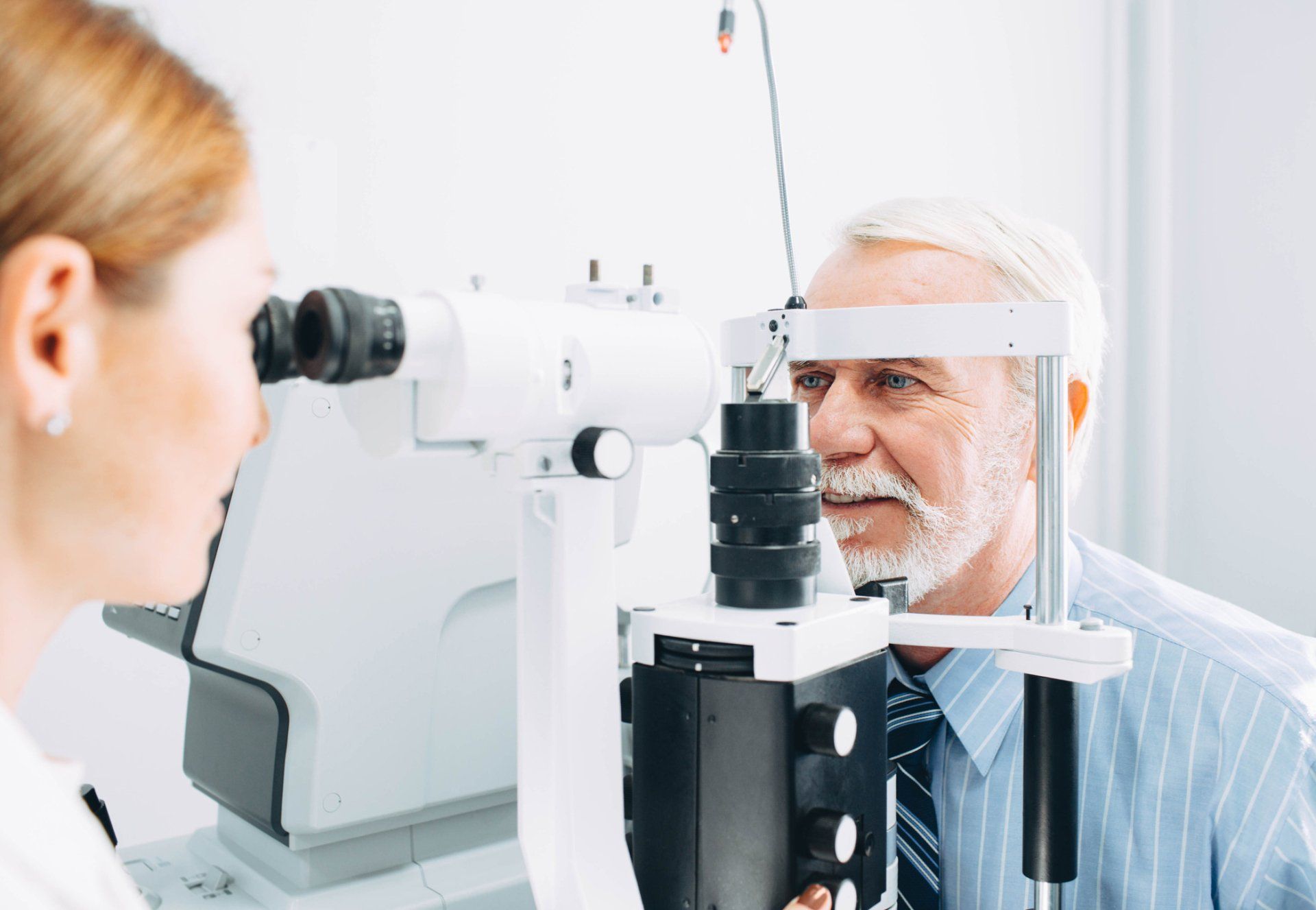 Senior Man Getting Eye Exam — Danvers, MA — North Shore Eye Specialists