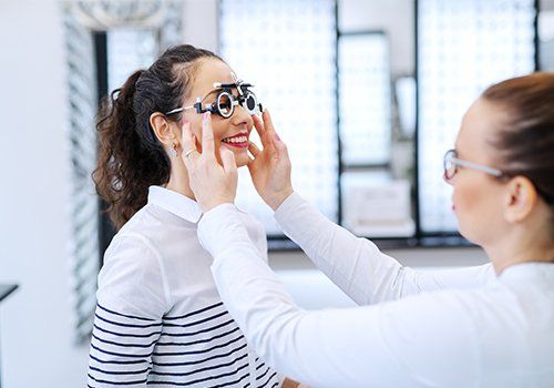 Woman Checking Her Sight — Danvers, MA — North Shore Eye Specialists