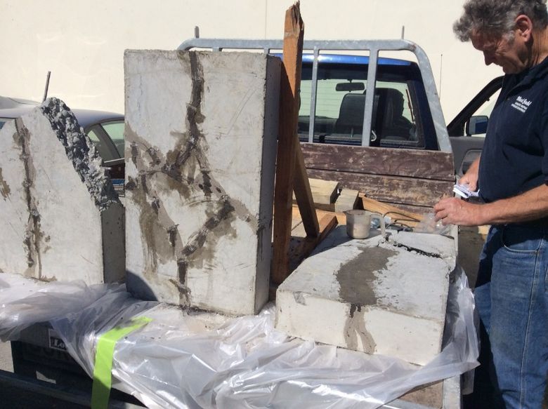 At work with concrete repairs