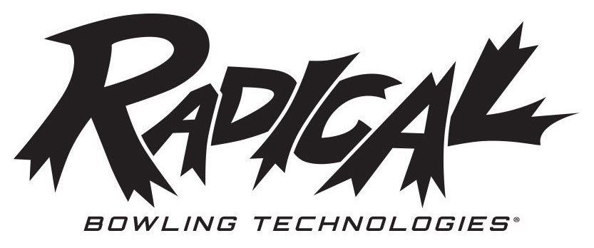 A black and white logo for radical bowling technologies