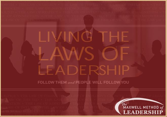 A poster that says living the laws of leadership