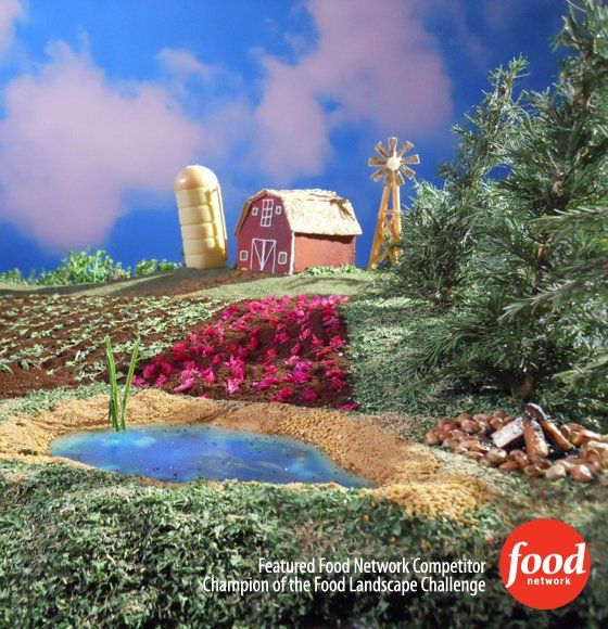 An advertisement for food network shows a barn and a windmill