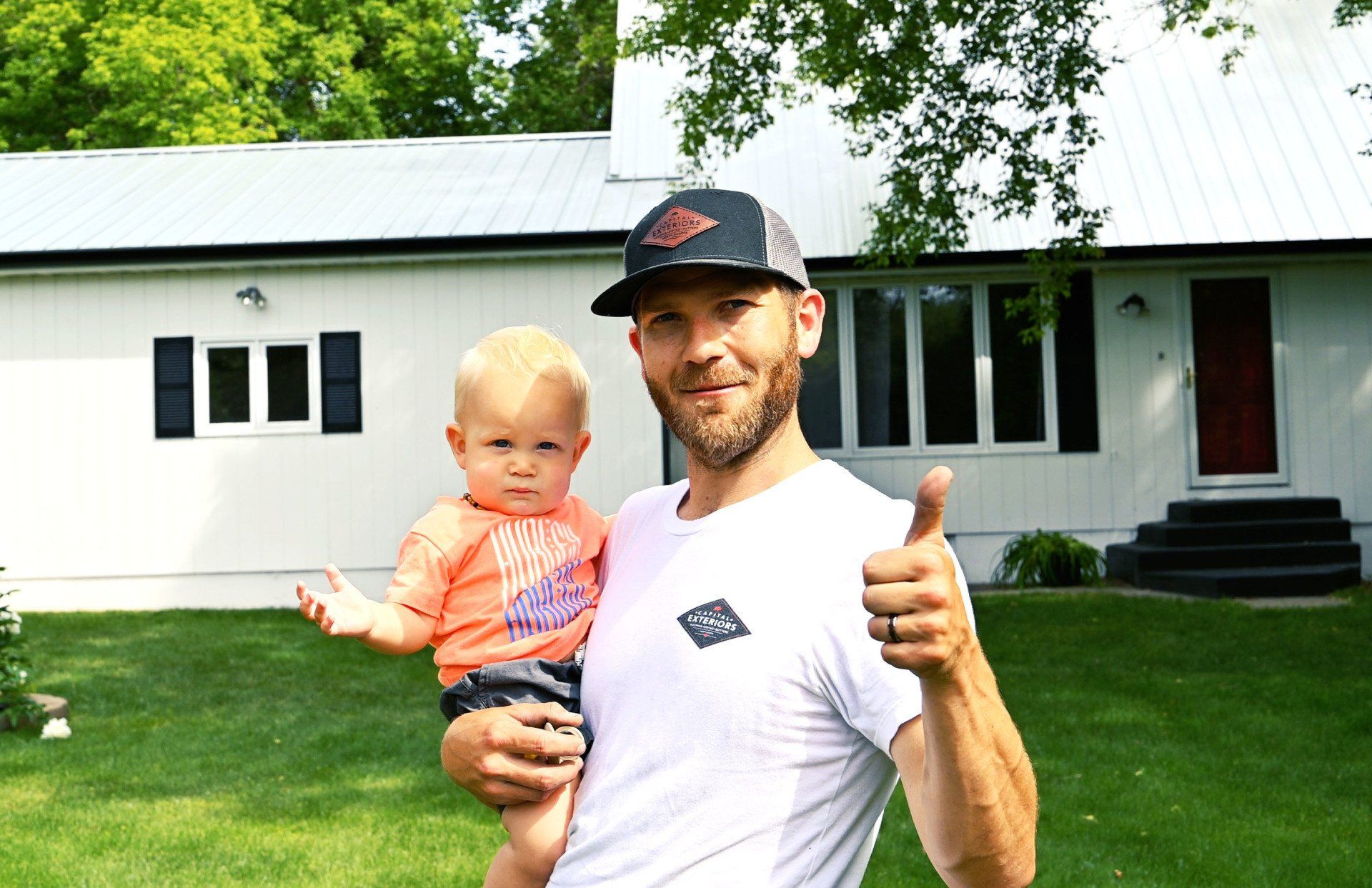 person holding child