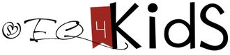 Fo3Kids logo with stylized black text and a red book-like shape containing the number 4
