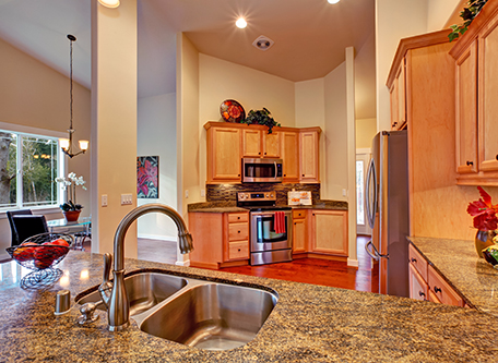 Newly installed kitchen counter tops