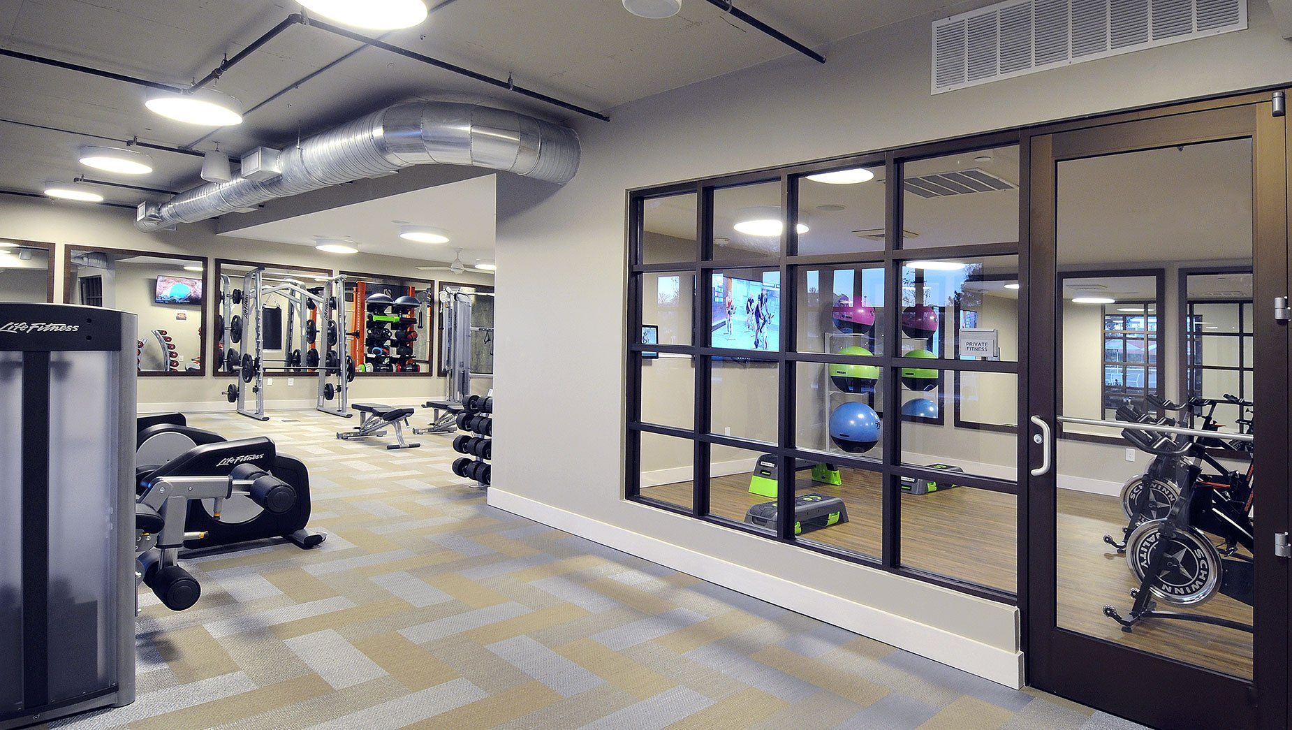 North and Line Fitness Center with Private Yoga Room