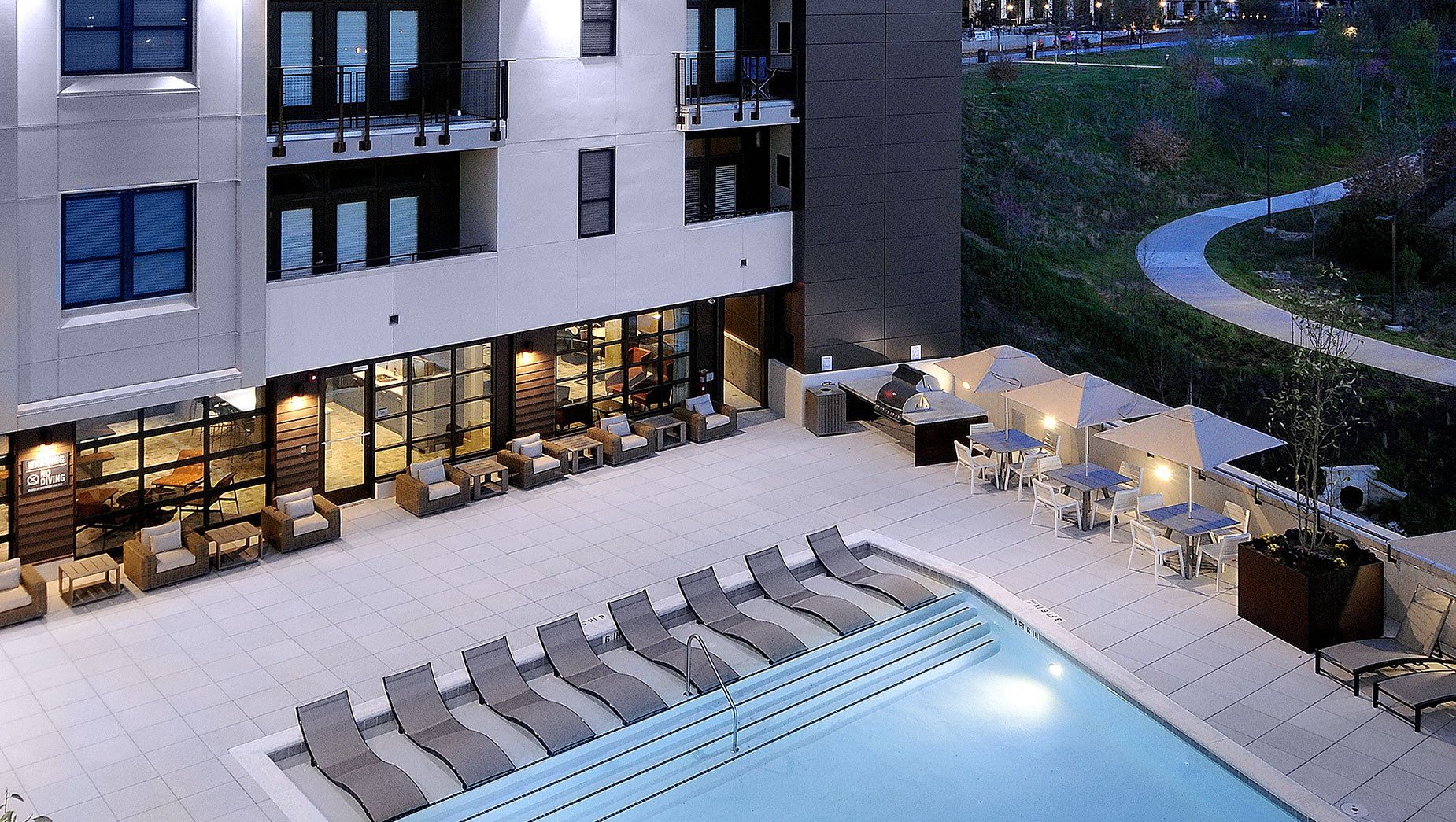 Bird Eye View of Resort Style Pool at North and Line