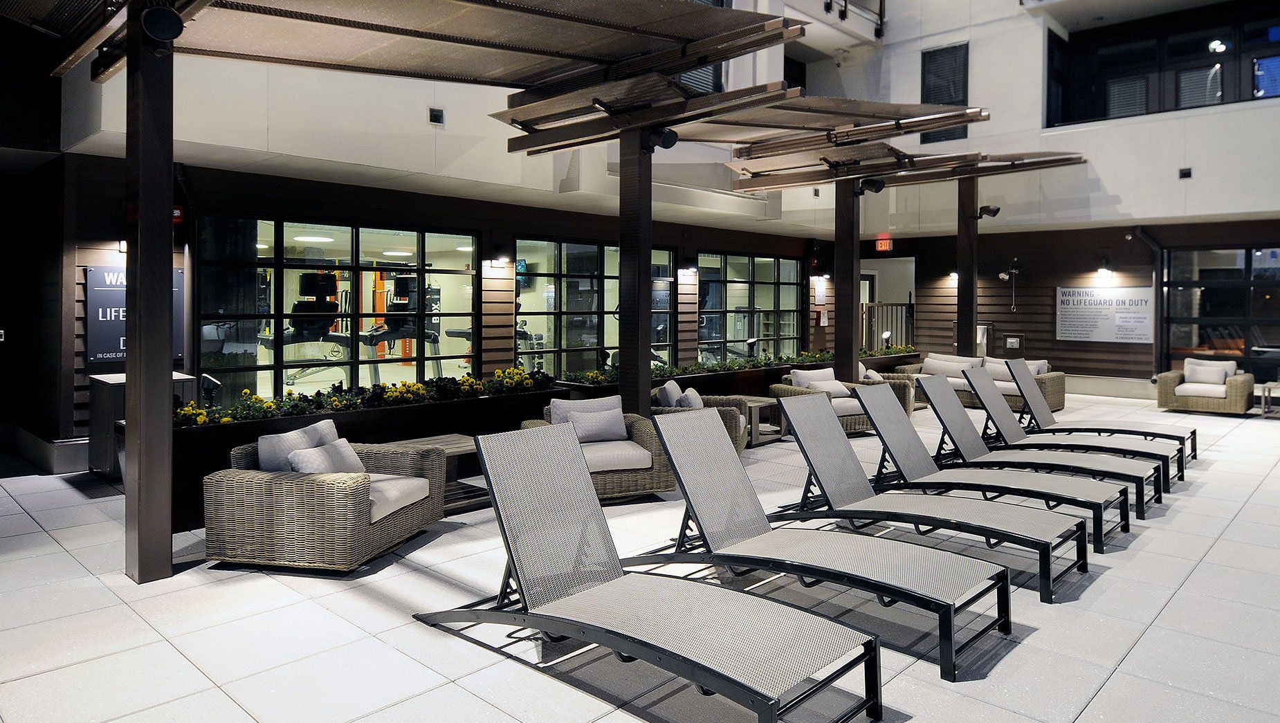 North and Line Poolside Chaise and Seating Area