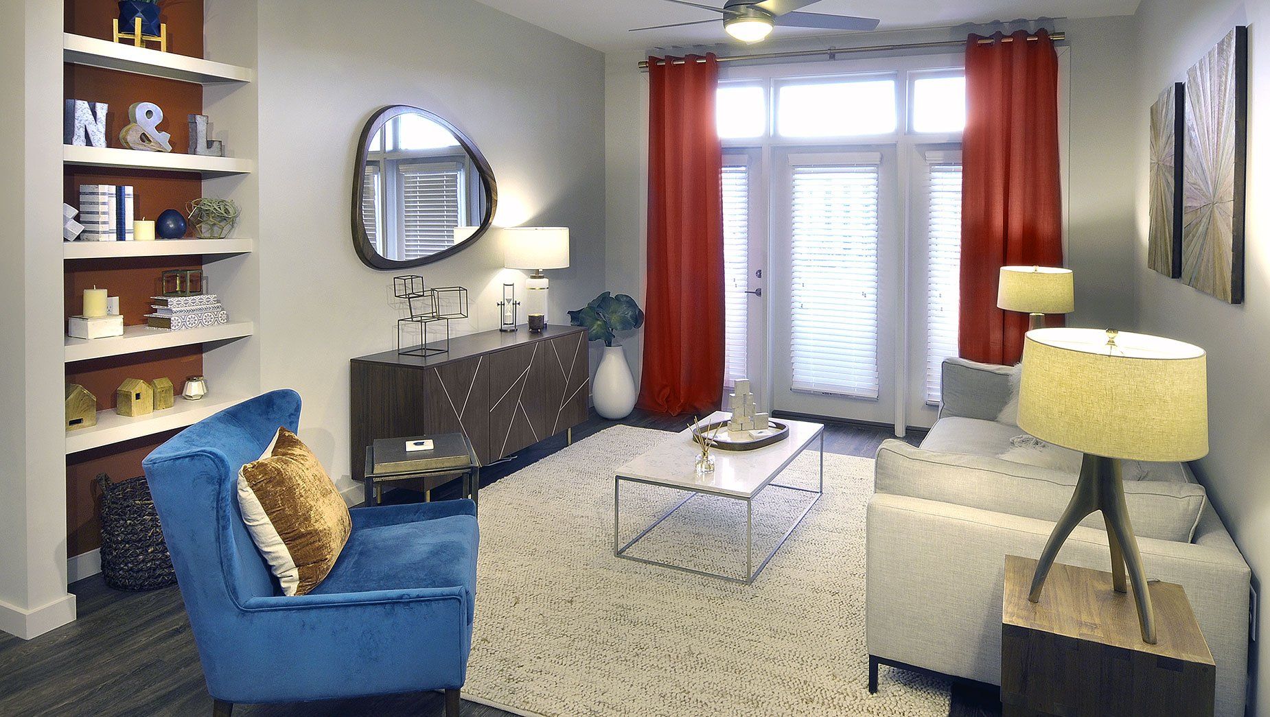 North and Line Living Room with Balcony Access