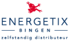Het logo van Energetix Bingen met een rode leeuw en blauwe tekst op een witte achtergrond.