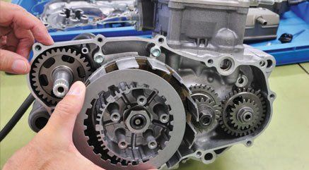 An engine component that's being worked on
