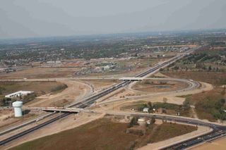 ariel view of liberty interchange work in progress