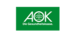 Das AOK-Logo steht auf grünem Grund.