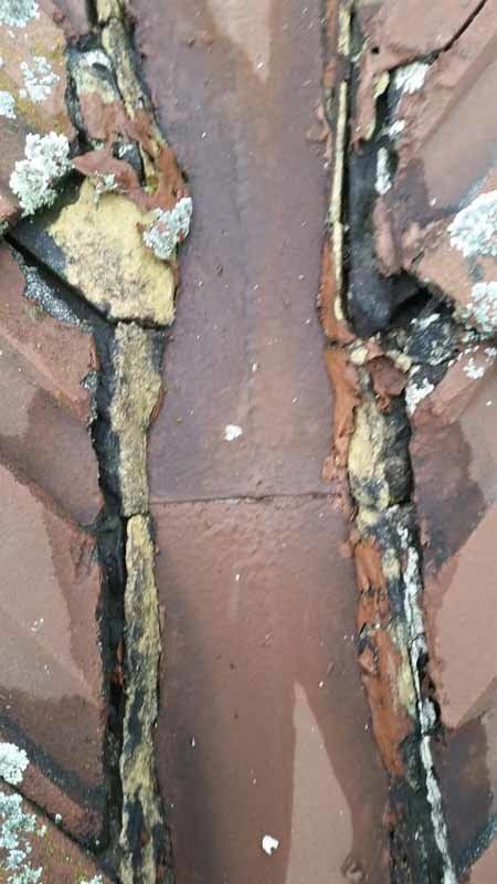 close up of damaged roof