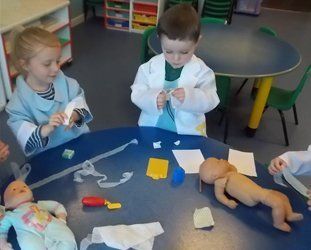 kids dressed as doctors