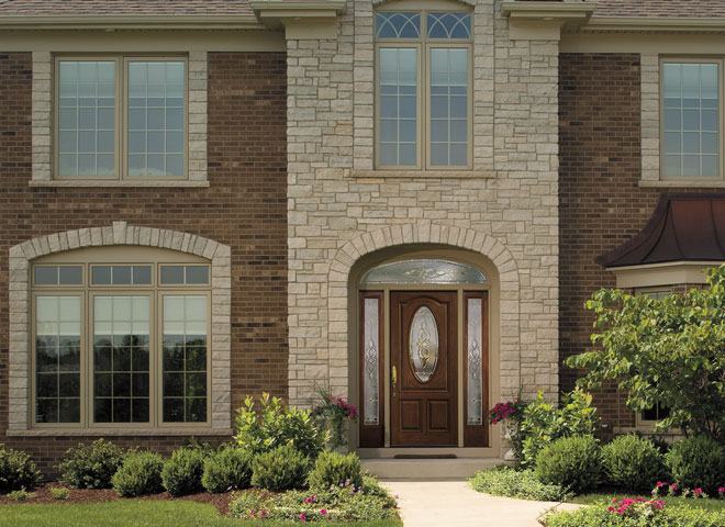 Brown Door With Oval Mirror — Roofing And Siding in Toledo, OH
