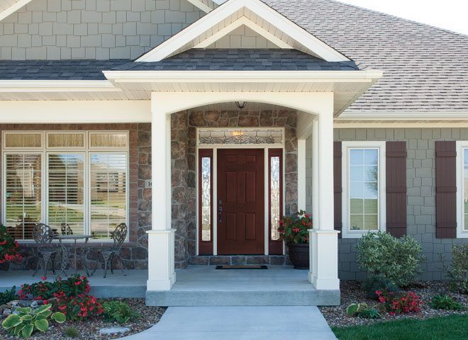 Brown Door With Rectangular Mirrors — Roofing And Siding in Toledo, OH