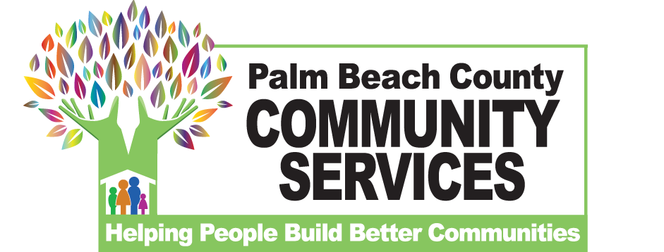 The logo for palm beach county community services helping people build better communities.