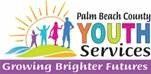 The palm beach county youth services logo is growing brighter futures.