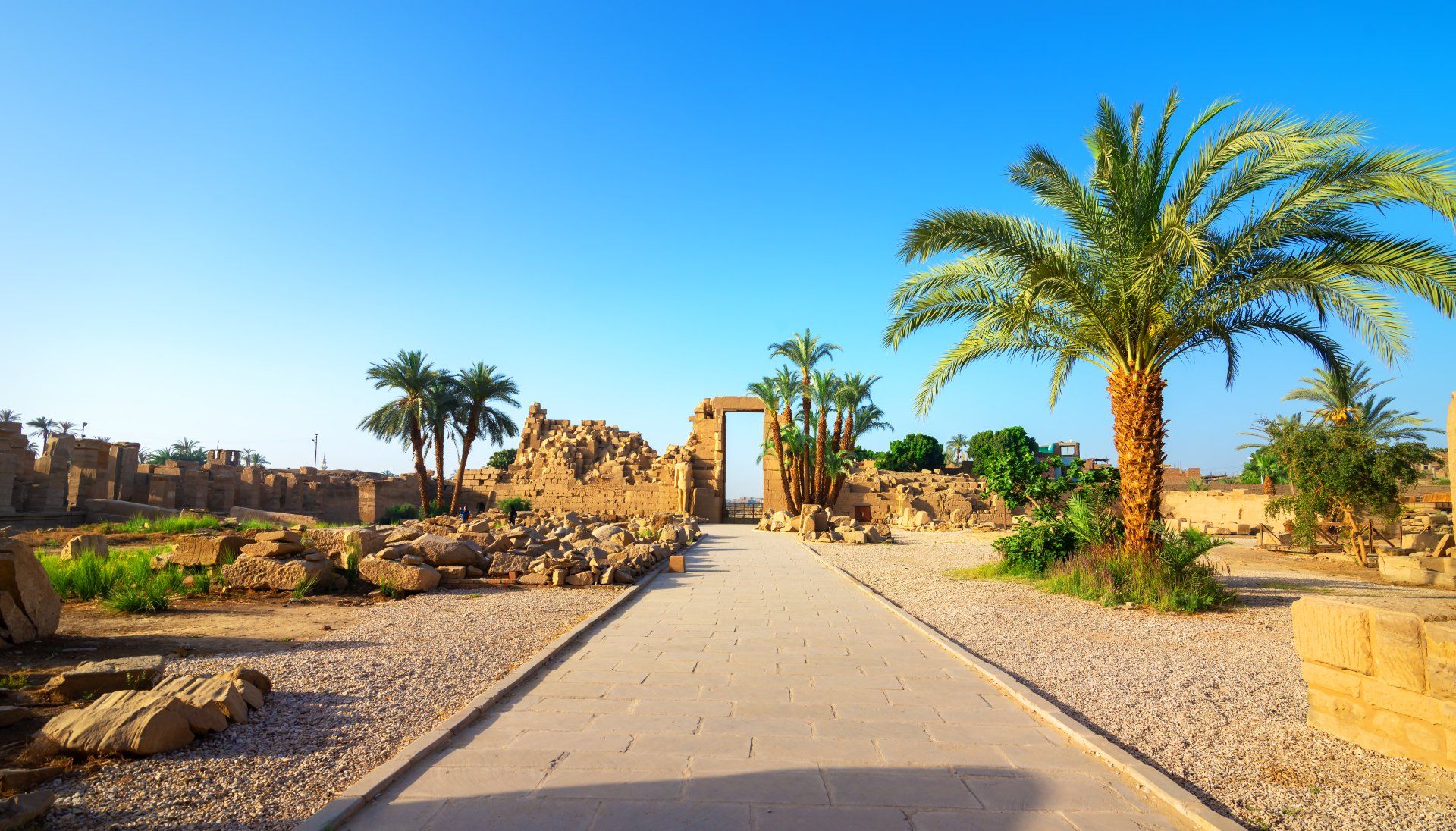 Karnak Temple’s ancient stone columns and hieroglyphics in Luxor, Egypt.