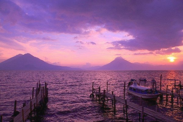 sunset at atitlan lake guatemala