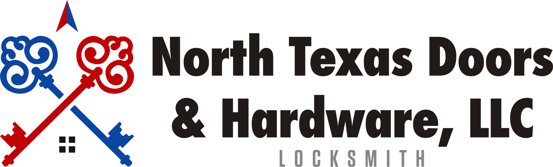 The logo for north texas doors and hardware , llc is a locksmith company.