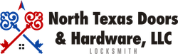 The logo for north texas doors and hardware , llc is a locksmith company.