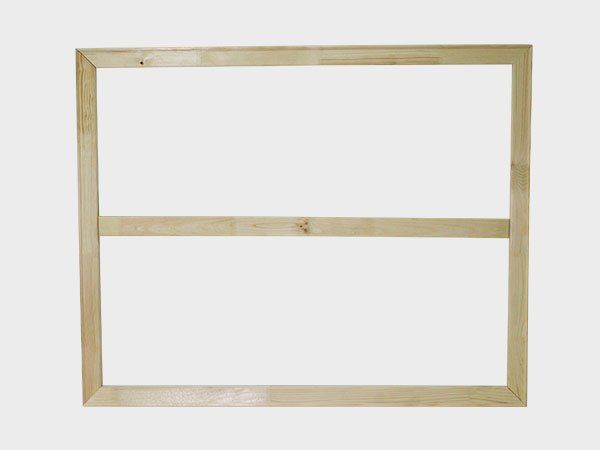 Light wood frame with a horizontal center bar on a white background