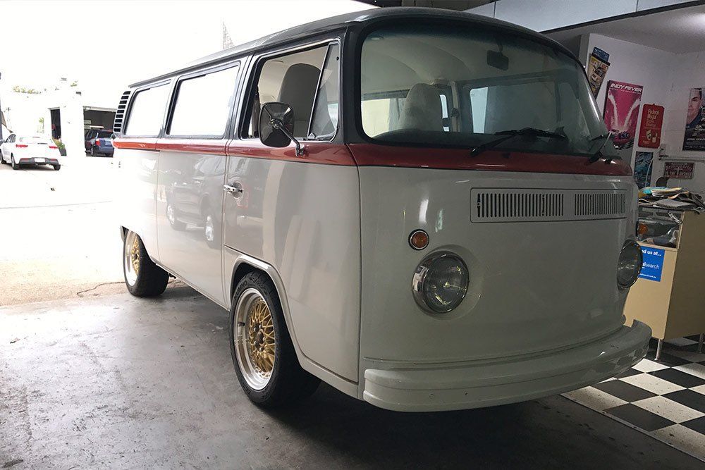 white and red van