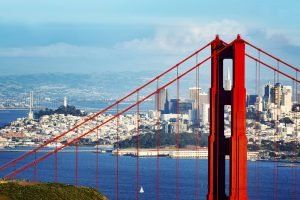 san francisco city and golden gate bridge in foreground