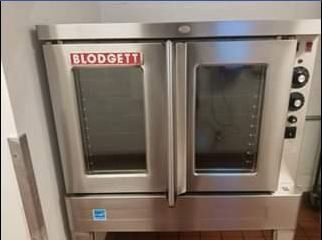 A stainless steel Blodgett convection oven with two glass doors.