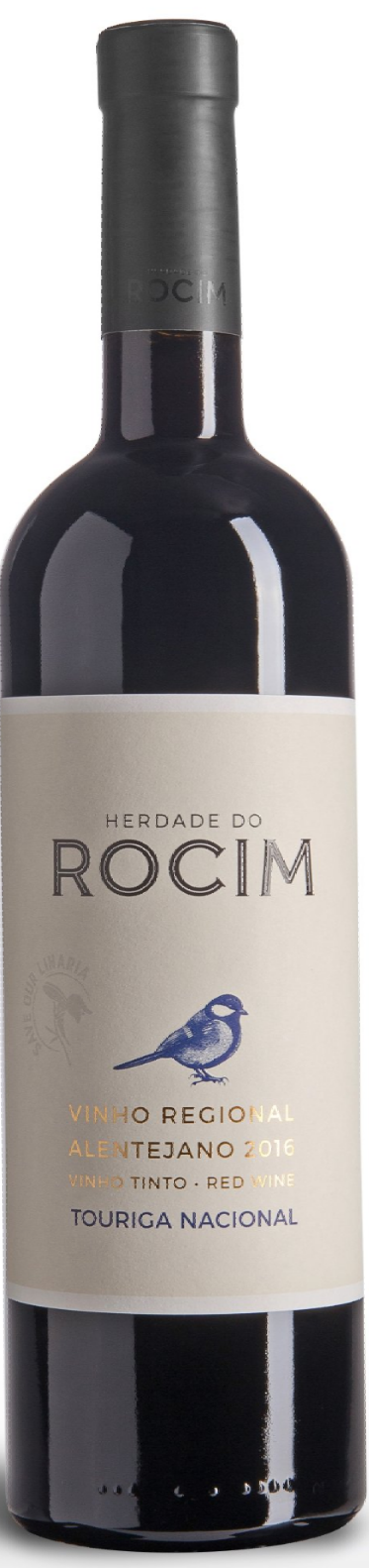 Bottle of Rocim red wine with a bluebird illustration.