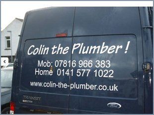 Need a plumber? Call Colin the Plumber on 01451 601 085 Back of van