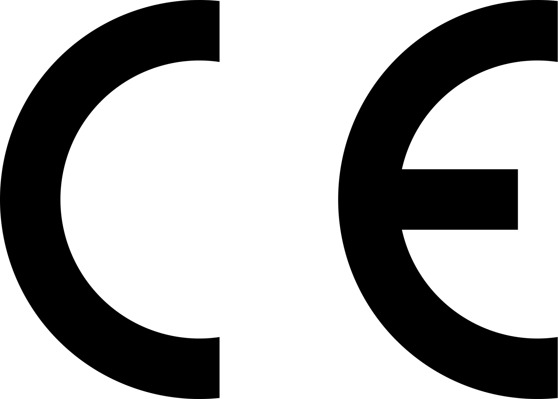 Ein schwarz-weißes CE-Logo auf weißem Hintergrund