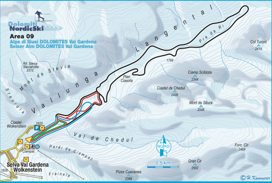 Selva Gardena cross country ski map Selva Gardena cross country ski map