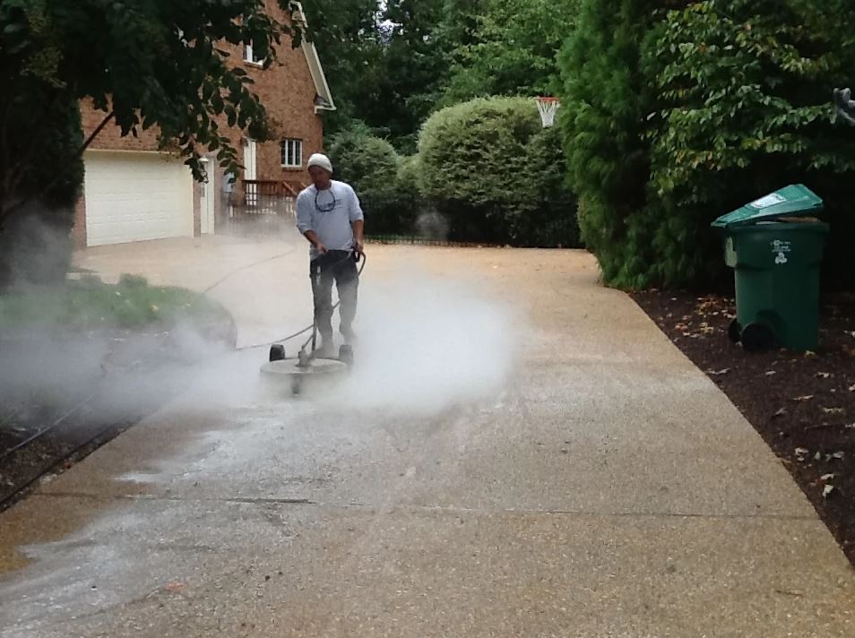 power washing exposed aggregate concrete driveway