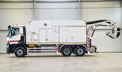 side view of a white truck