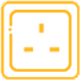 A yellow electrical outlet icon on a white background.