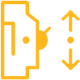 A yellow icon of a door with two arrows pointing in opposite directions.
