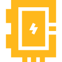 A yellow icon with a white lightning bolt on it.