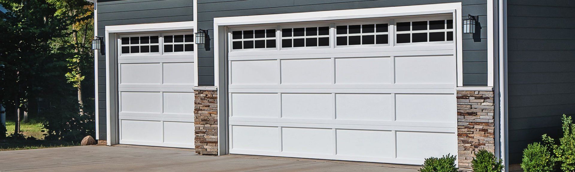 White panel garage doors.
