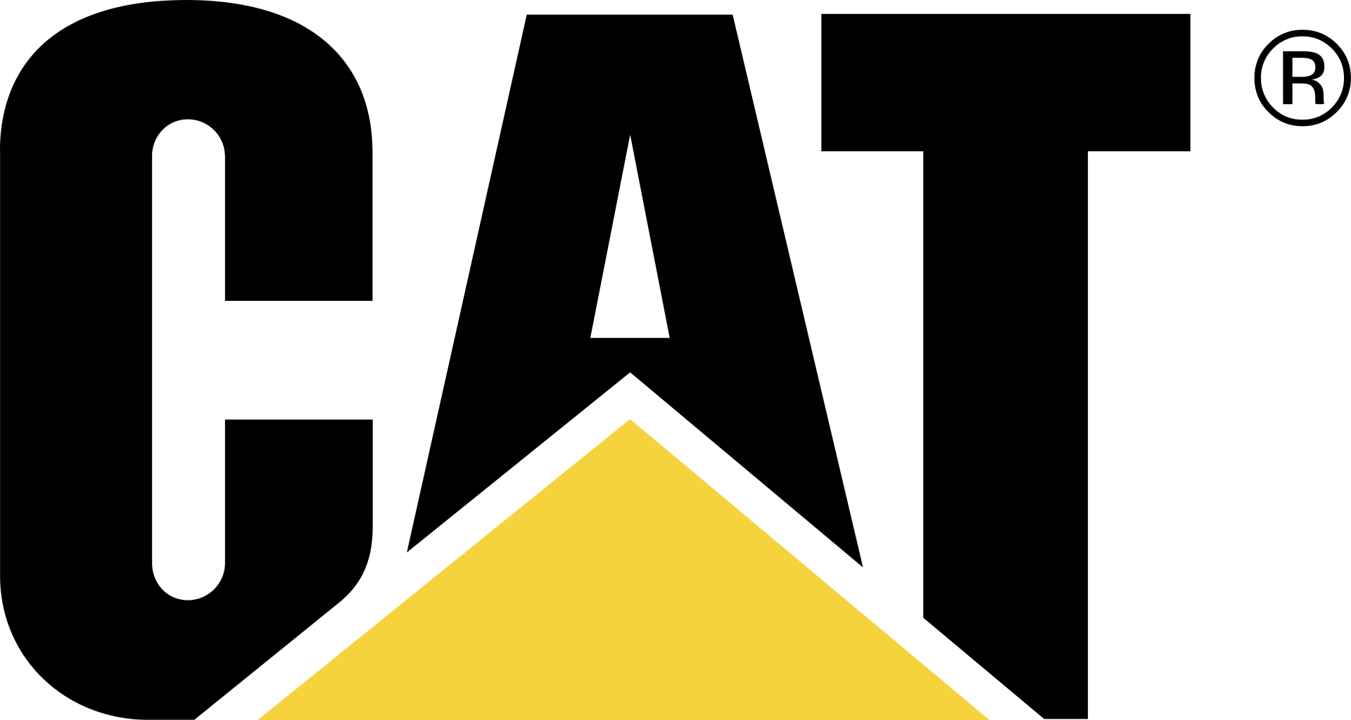 Un logo de chat avec un triangle jaune sur fond blanc.