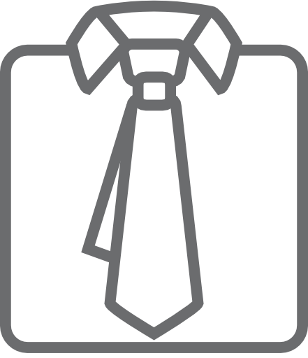 Un dessin au trait d'une cravate sur une chemise dans un carré.