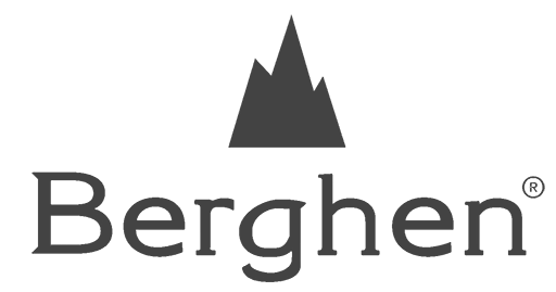 Un logo noir et blanc pour berghen avec une montagne au milieu.