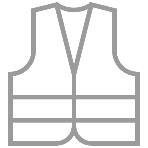 Une icône d'un gilet de sécurité sur fond blanc.