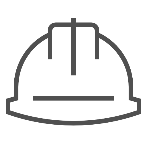 Un dessin au trait d'un casque de sécurité avec une croix dessus.
