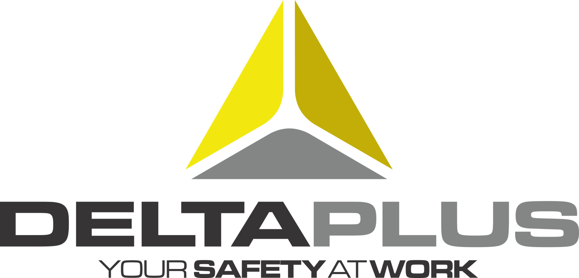 Le logo delta plus est jaune et gris et dit « votre sécurité au travail ».