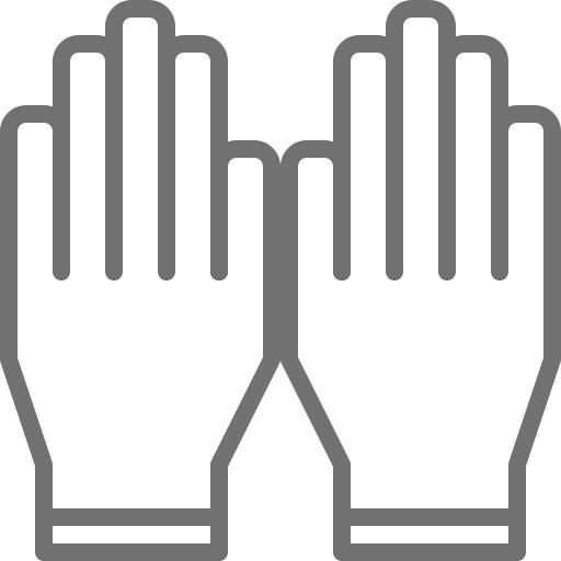 Une paire de mains portant des gants sur fond blanc.