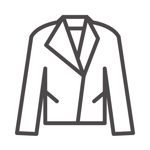 Un dessin au trait d'une veste sur fond blanc.
